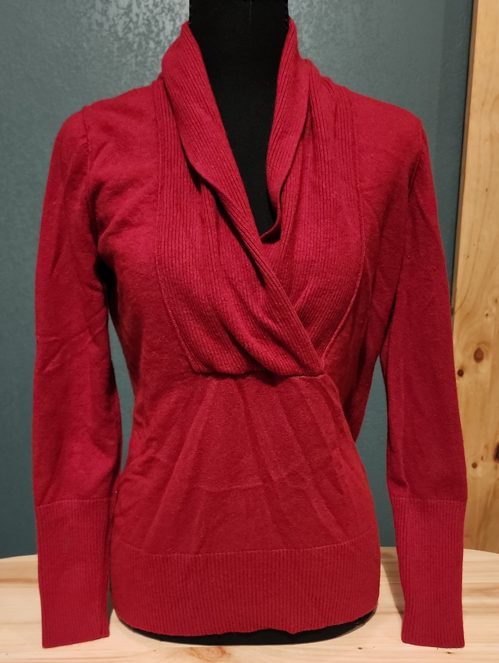 Banana Republic Crimson Red Shawl Collar Sweater Cashmere Blend